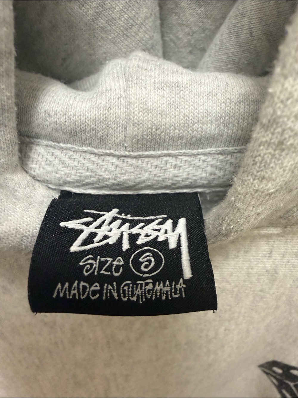 Stussy Light Gray Crewneck Sweatshirt with Logo Tag